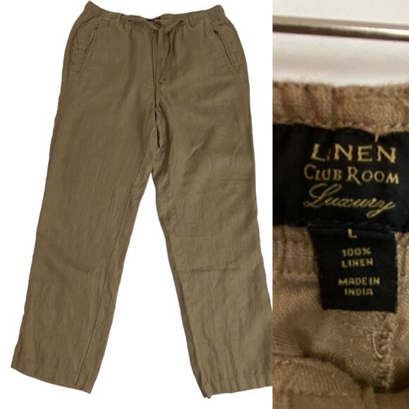 Linen Club Room Luxury Women’s Tan Adjustable Waist Pockets Contemporary Size L - Picture 1 of 11